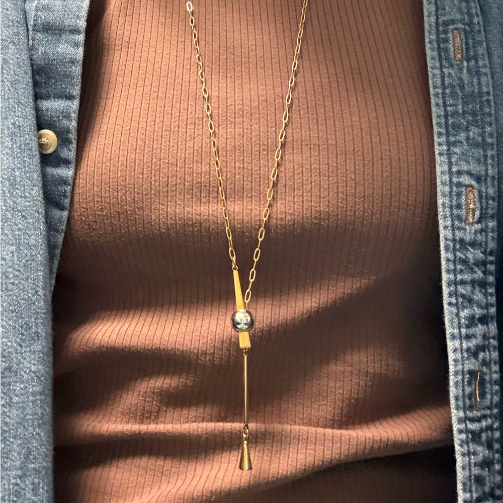 Adjustable Gold and Silver Lariat Necklace
